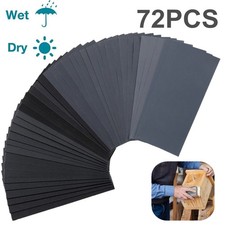 72 Pcs Sandpaper Sand Paper Sanding Sheets Assorted Auto Wet Dry Wood Car Metal