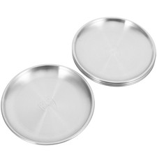 4Pcs Stainless Steel Dinner Plates Reusable Round Metal Snack Serving Tray