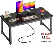 55 x 24 inch Desk with Power Outlets  USB-C, Deeper  54 24 inch Black