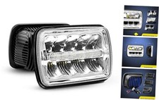 Pair 7x6 5x7 LED Headlights Hi/Lo Sealed Beam for Jeep Wrangler YJ Cherokee XJ