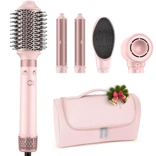 Dual Voltage Hot Air Styler Wrap - 5 in 1 Hair Dryer Brush with Fast Drying Blow