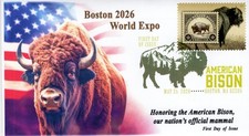 26-222, 2026,  American Bison, First Day Cover, Digital Color Postmark, Boston M