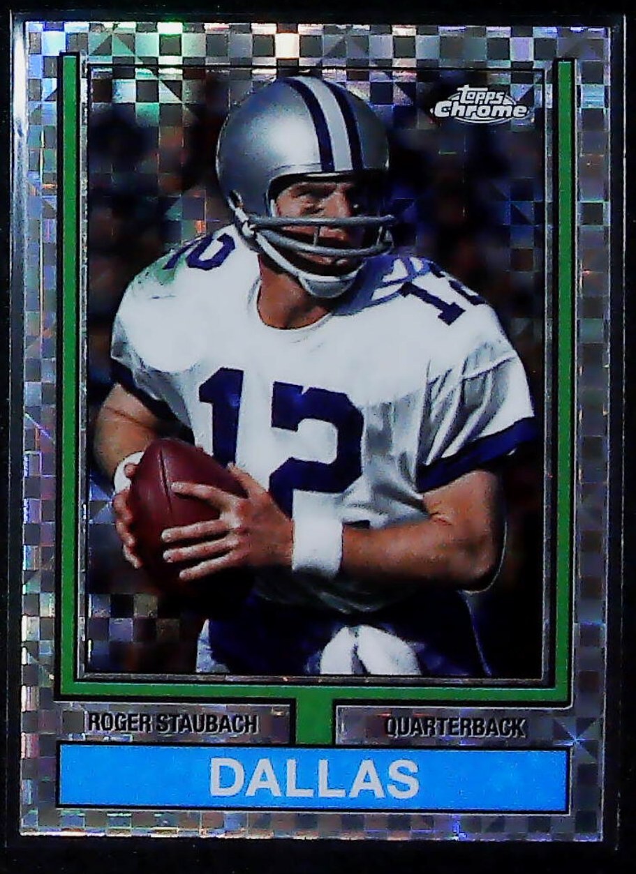 Roger Staubach #74TF-19 Football Cards 2024 Topps Chrome 1974 trading card — raw and PSA graded price guide