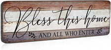 Farmhouse Family Wall Decor Rustic Wood Hanging Wall Art - Bless This Home and A