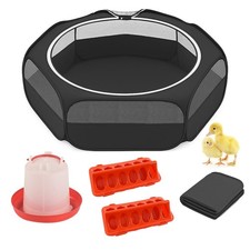 Amakunft 5-in-1 Chick Brooder Box Playpen with Pad, Waterer  Feeder