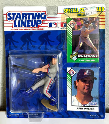 1993 KENNER STARTING LINEUP SLU LARRY WALKER FIGURE PLUS 2 CARDS MONTREAL EXPOS!