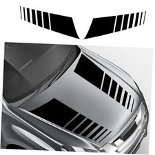 Car Decal Racing Stripes Hood Decal Vinyl Decoration Accessories Style D Black