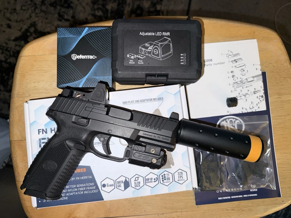 EMG FN HERSTAL FN 509 TÁCTICO METAL GBB GAS BLOWBACK AIRSOFT PISTOLA PAQUETE COMPLETO Foto 2 de 4