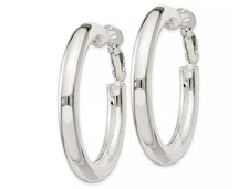 Genuine 925 Sterling Silver Tarnish-Resist 1.57" Medium 4mm Tube Hoop Earrings