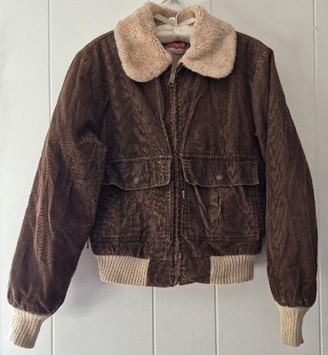 Vintage 80s LEVI'S Type 2 MENS JACKET Sz S SHERPA CORDUROY Trucker Bomber Pilot