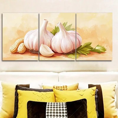 3pcs  Featuring Garlic, Ideal for Decorating  Wall Art Canvas Unframed/Framed