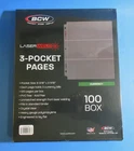 100 BCW LASERWELD 3-POCKET CURRENCY PAGES FOR LARGE BILLS-ACID FREE