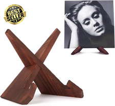 Now Playing Vinyl Record Stand, Wooden Display Holder, Retro, Rustic Brown