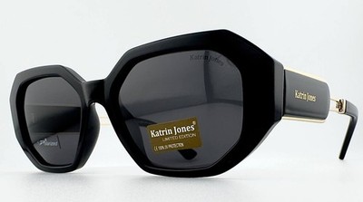 KATRIN JONES KJ0916 Col.001-P1 Black Polarized Sunglasses UV400 w/ Hard Case