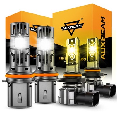 AUXBEAM 36000LM LED Headlight White+Fog Light Yellow For Jeep Liberty 2002-2007