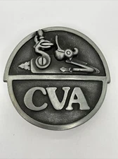 CVA Connecticut Valley Arms Belt Buckle Pewter Finish Round Vintage 1978 1