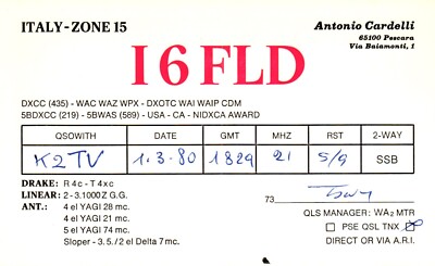 Pescara Italy i6FLD QSL Radio Postcard