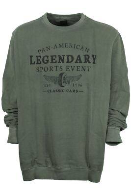 Kitaro Sweatshirt Sweat Shirt Herren Rundhals Baumwolle Oliv Extra Lang Tall