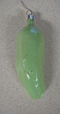 Russian Christmas Glass Ornament Green Pickle cucumber Vegetable Огурец Огород