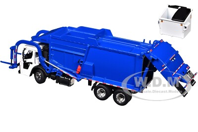 MACK LR GARBAGE TRUCK FRONT LOADER & BIN WHITE/BLUE 1/64 BY FIRST