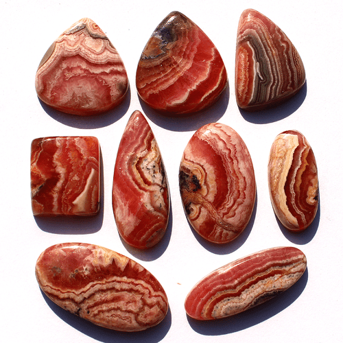 9 Pcs Natural Argentina Rhodochrosite Top Grade 18mm-32mm Cabochon Gemstones Lot - Picture 9 of 12