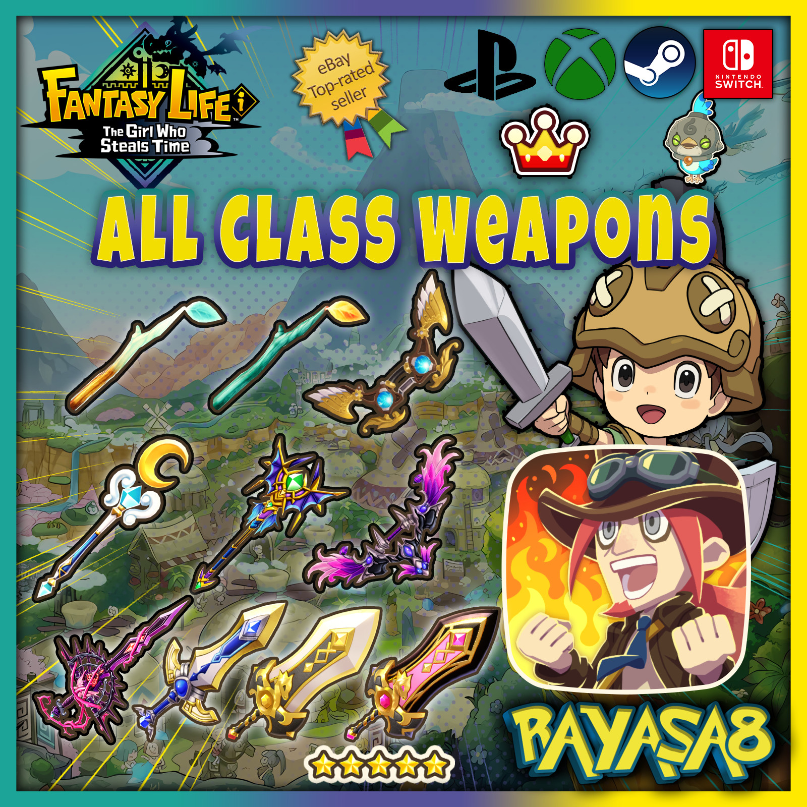 Fantasy Life i - Juego de armas legendarias (todas las clases)