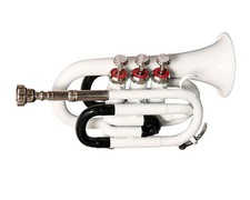 MINI POCKET TRUMPET Bb Pitch POCKET MADE OF PURE BRASS BLACK WHITE BRASS