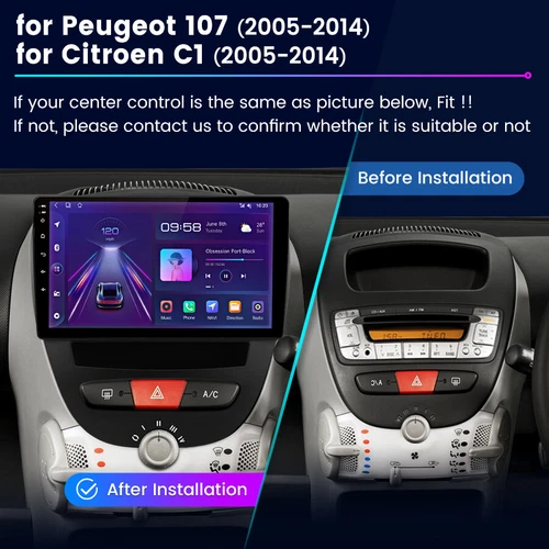 CarPlay Android Car Stereo Radio GPS Navi RDS For Toyota PEUGEOT 107 Citroen C1 - Picture 1 of 20