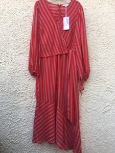 red and white midi dress