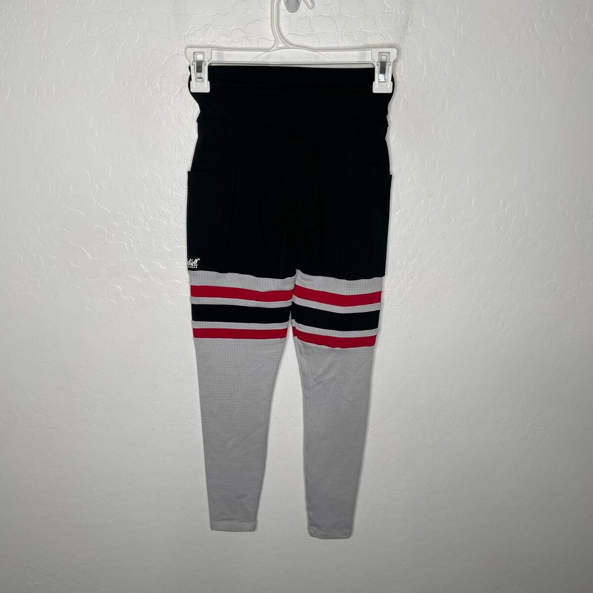 BOMBSHELL SPORTSWEAR LEGGINGS Womens XS Black Red Thigh High Waisted Retro  $59.99 - PicClick
