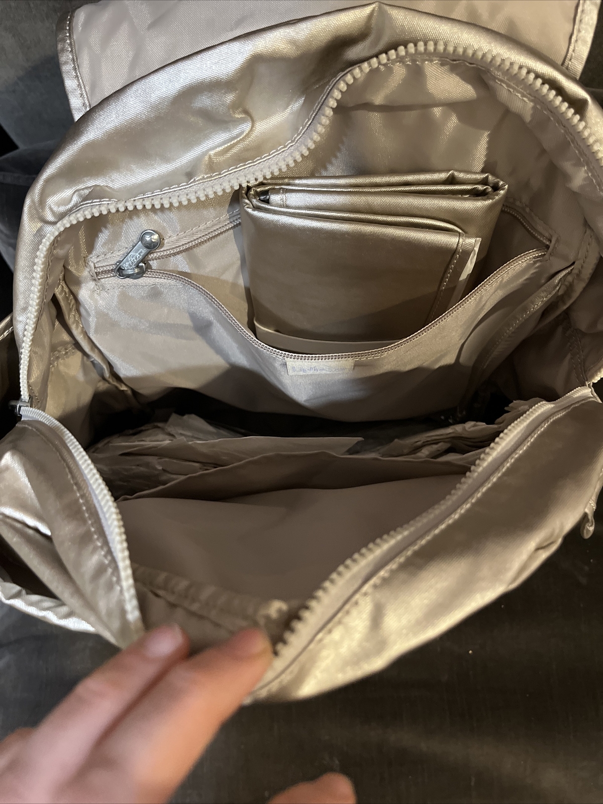 kipling bp4238 Baby Diaper Backpack New With Tags Metallic Cloud Grey
