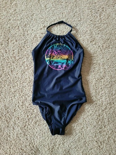 Gap Kids Navy Rainbow Foil Halter One Piece Swim Suit NWT Various Sizes - Picture 4 of 5