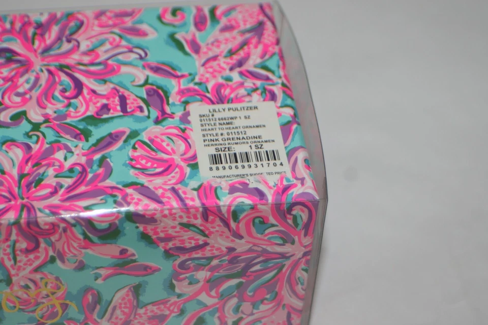 Juego de 3 adornos corazón a corazón Lilly Pulitzer #011512 rosa granadina NUEVO Foto 4 de 4