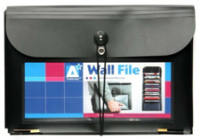 Black Expanding File 7 Pockets A4 Storage File Wall Hanging Organiser Carry File