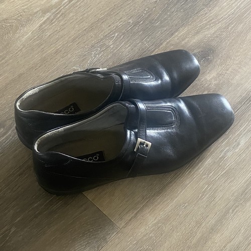 Ecco Shoes Womens Loafers Sz 37 US 66.5 Black Buckle Casual Career
