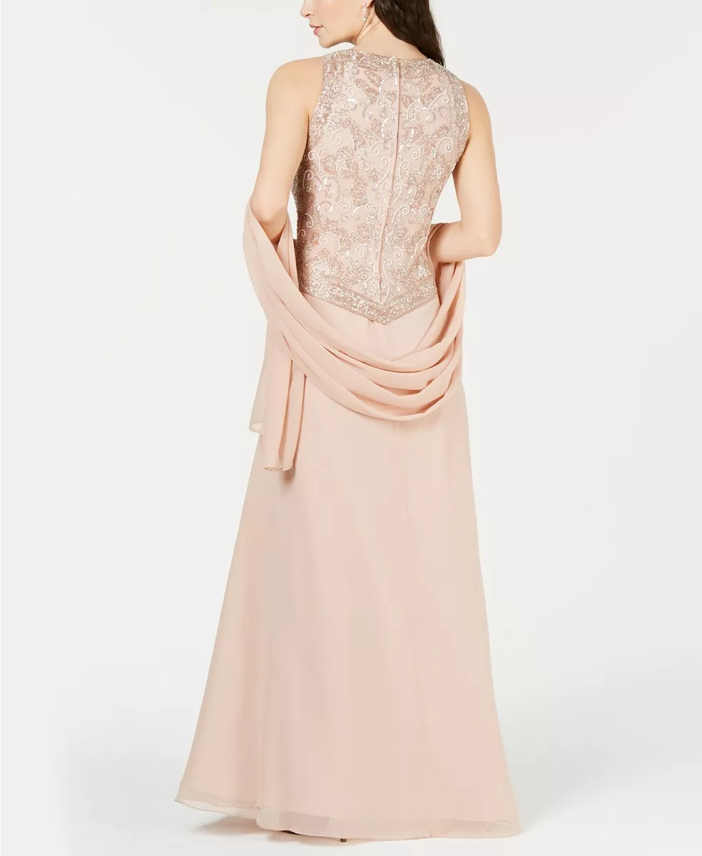 J kara embellished best sale illusion gown