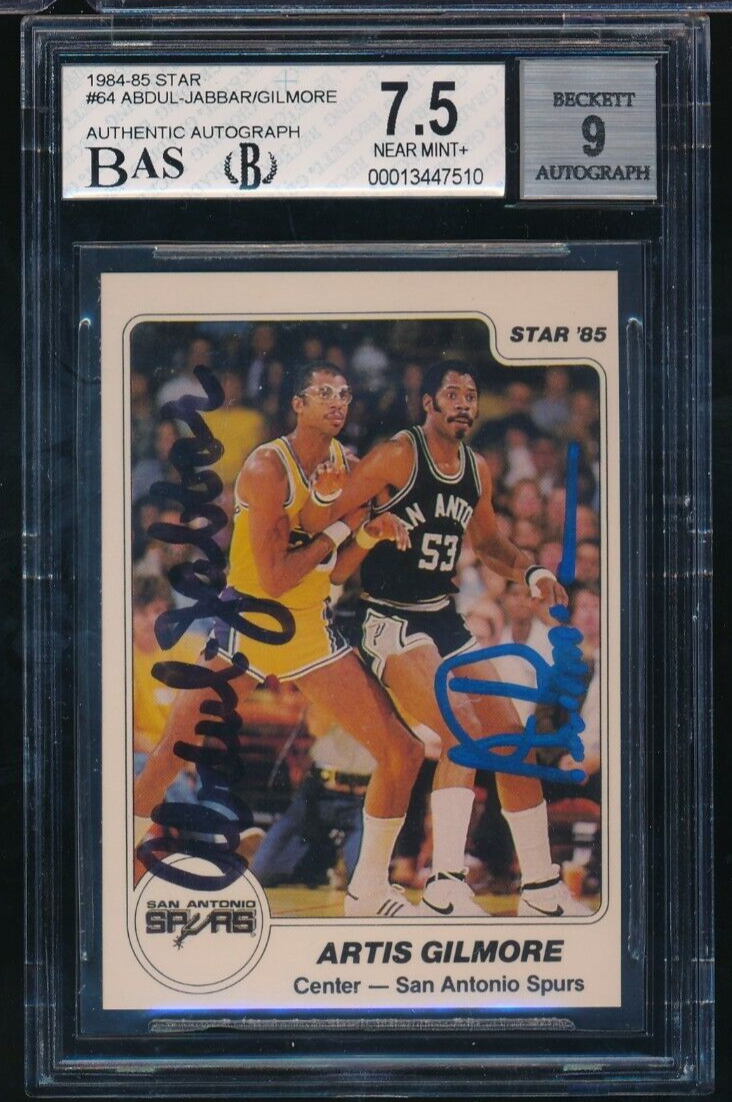 Artis Gilmore Autographed Signed San Antonio Spurs 1984-85 Star #64 BGS 7.5 dual auto Kareem Abdul-Jabbar BAS 