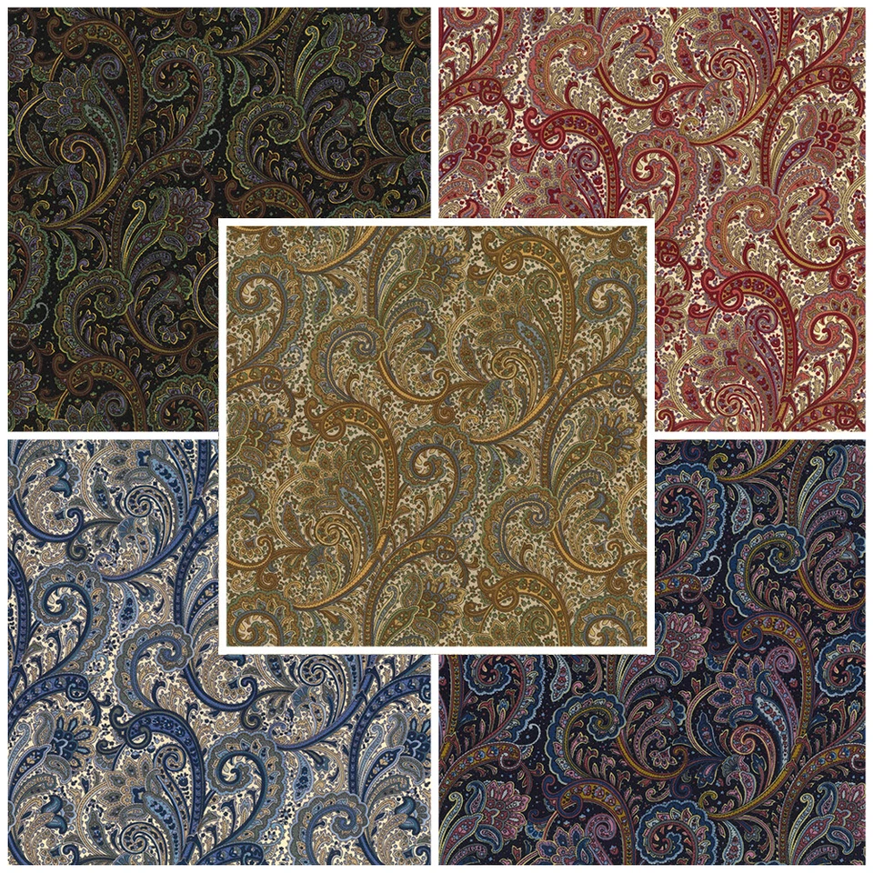 100% Cotton Poplin Fabric Rose & Hubble Paisley Floral Flowers Princess Street