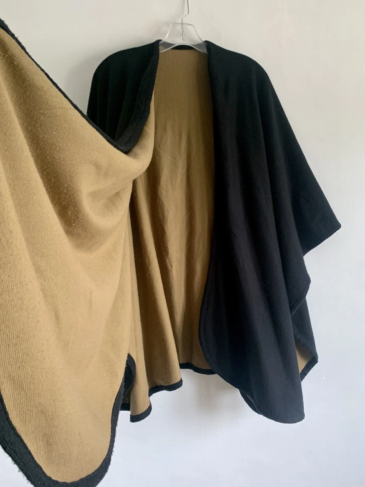 UNISEX BROWN REVERSIBLE PONCHO BODYWARMER SHAWL PASHMINA CARDIGAN CAPE ONESIZE