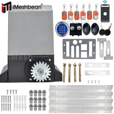 US Electric Sliding Gate Opener Motor Kit w/Remote Controls & 13.12FT Steel Rack