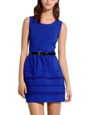 MADEWELL Ponte Dress Sz S Career Cocktail Raw Hem Sheath Vibrant Blue Sleeveless