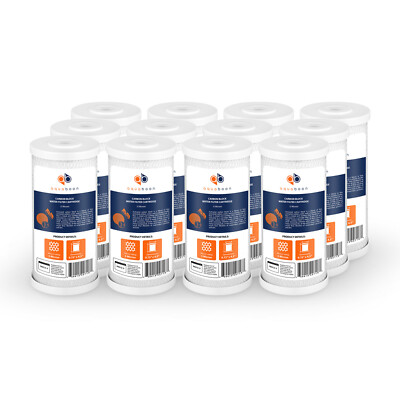 12PK of Big Blue 5µm Coconut Shell Carbon Block Water Filter Cartridge 10''x4.5''