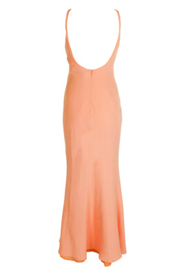 Calvin Klein Peach Sleeveless Open-Back Halter Gown 14 | eBay