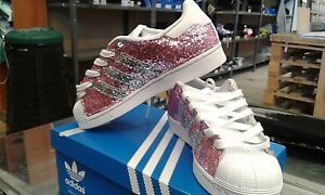 Shoes Adidas Superstar With Glitter Pink Silver Ebay