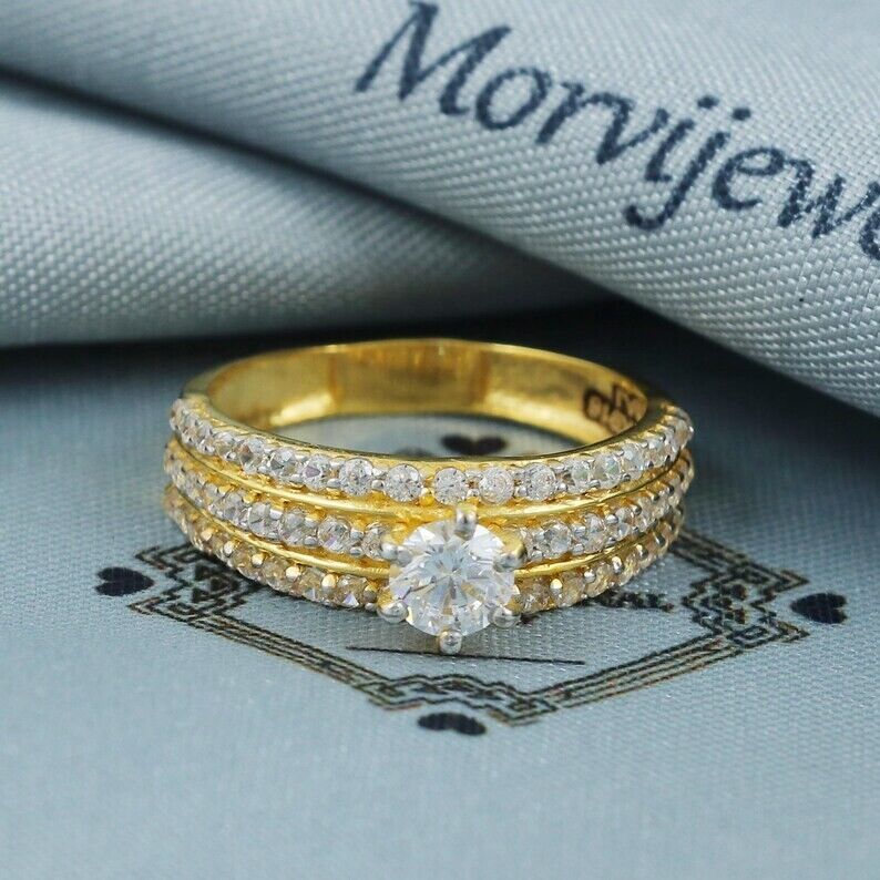 22k Yellow Gold Zircon Ring Indian Wedding Gold Ring | 4.1g 22k Yellow Gold Zircon Ring Indian Wedding Gold Ring | 4.1g