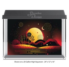 Orange Sunset Desert Polyester Fish Tank Glass Backdrop Aquarium Background