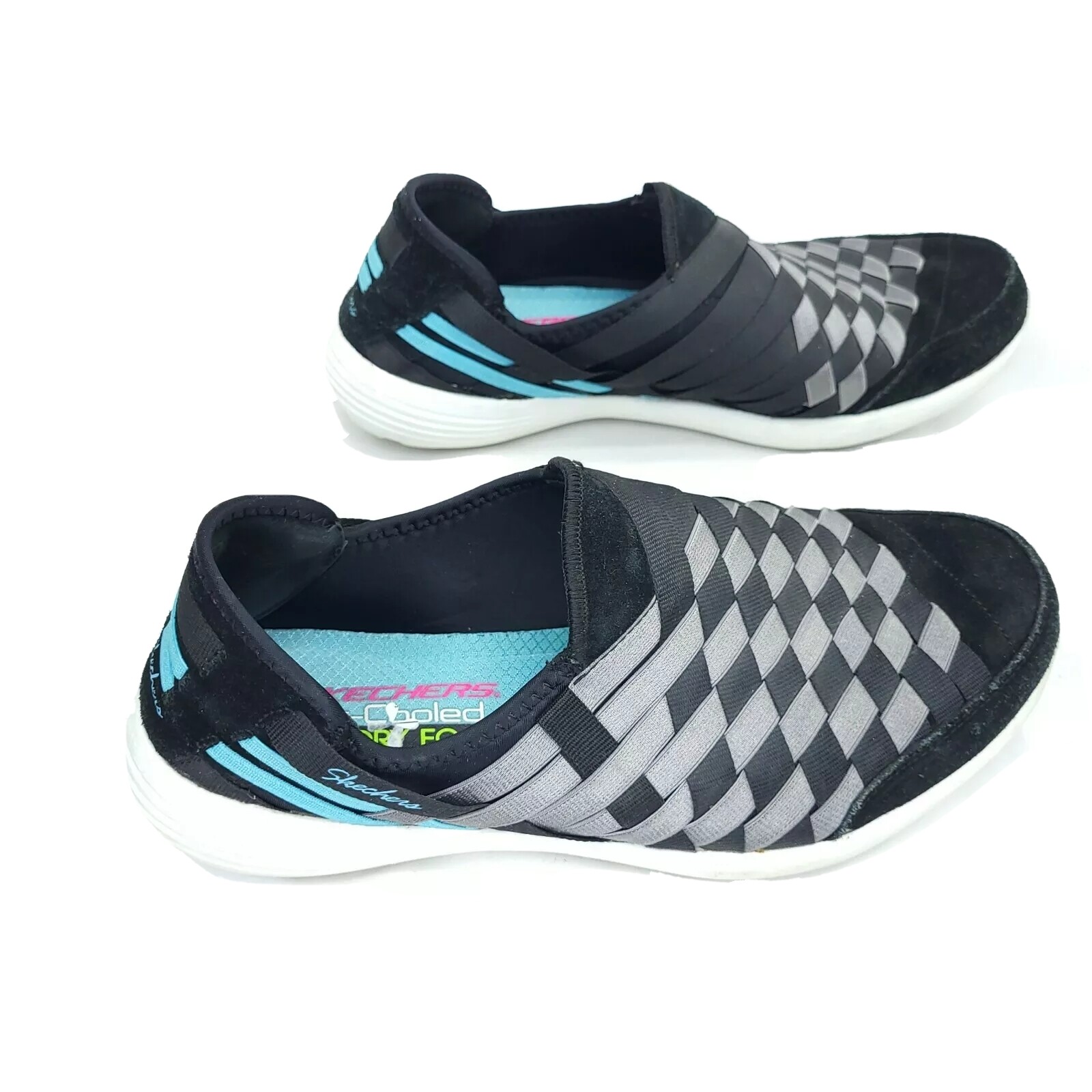 Skechers Slip On Woven Athletic Shoes Memory Foam Sneakers Womens Size 9.5