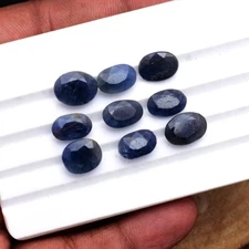 9 Pcs Natural Sapphire Untreated 10mm-11mm Oval Faceted Cut Loose Gemstones Lot