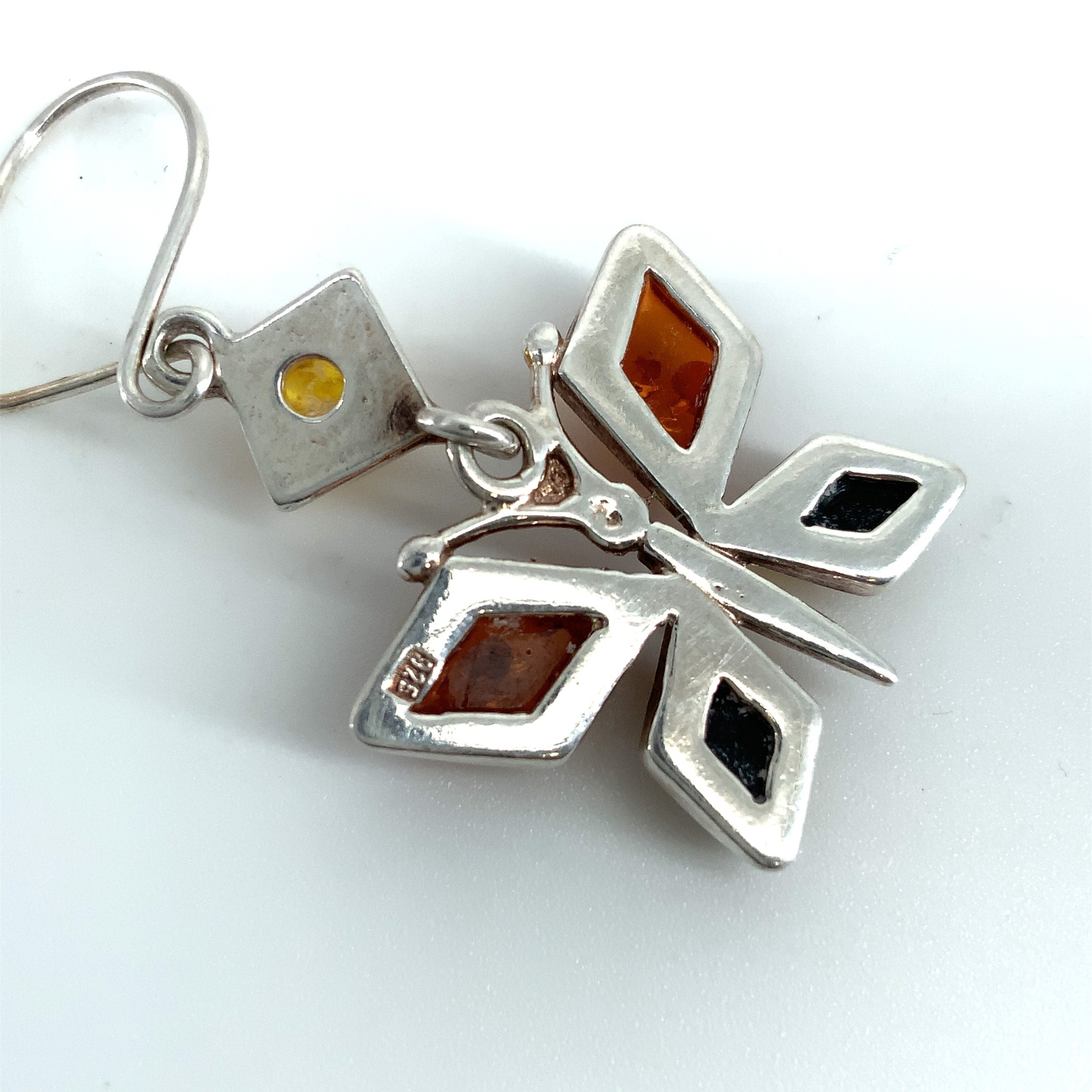 Sterling Silver Signed 925 Cluster Dangle MULTI C… - image 4