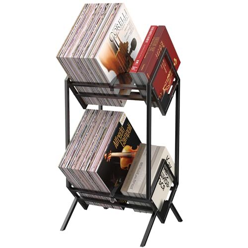 2 Tier Vinyl Record Holder Fits 200 Albums/lps Vinyl Record Storage Triangle Iro